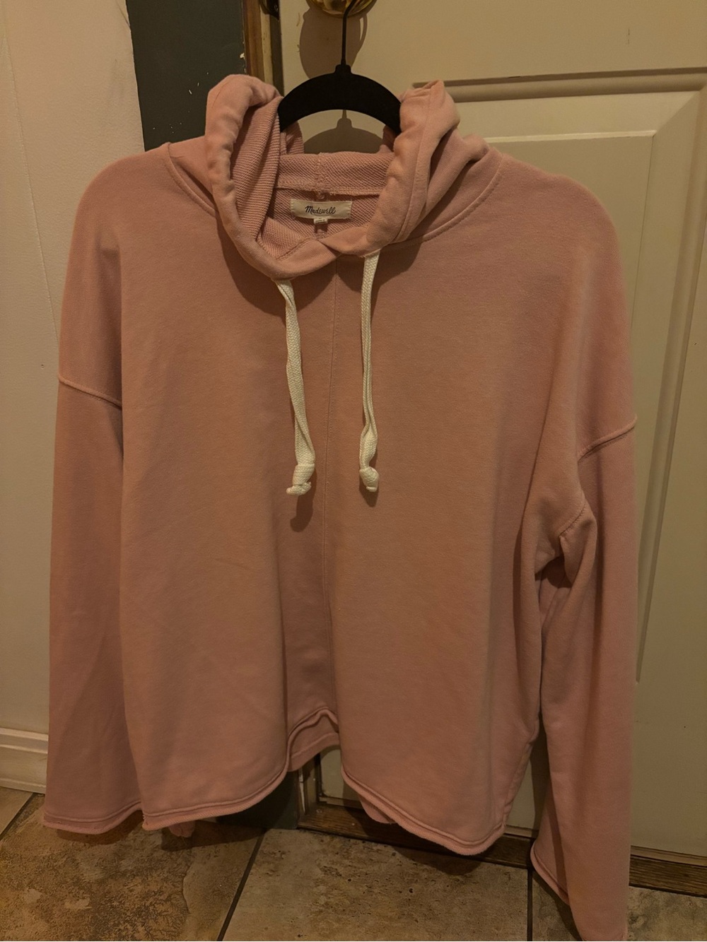 Madewell Pink Hooded Pullover Sweatshirt Size L Dusty Rose